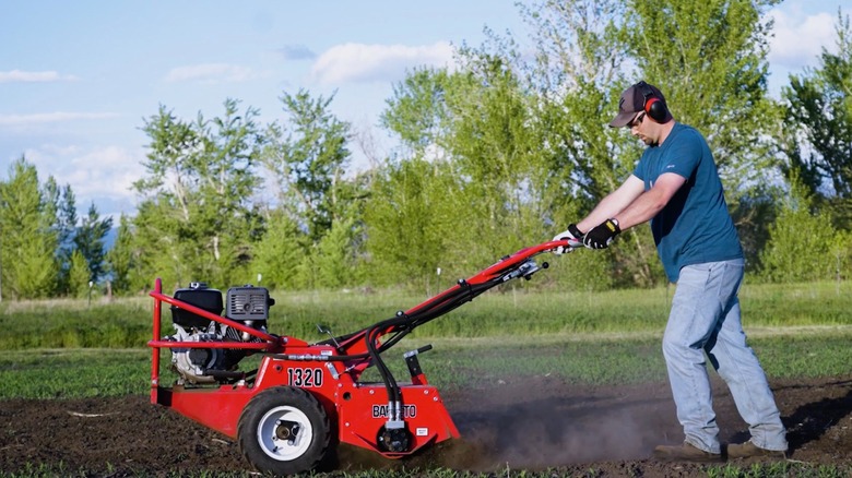 Barretto 13 HP Hydraulic Tiller in use