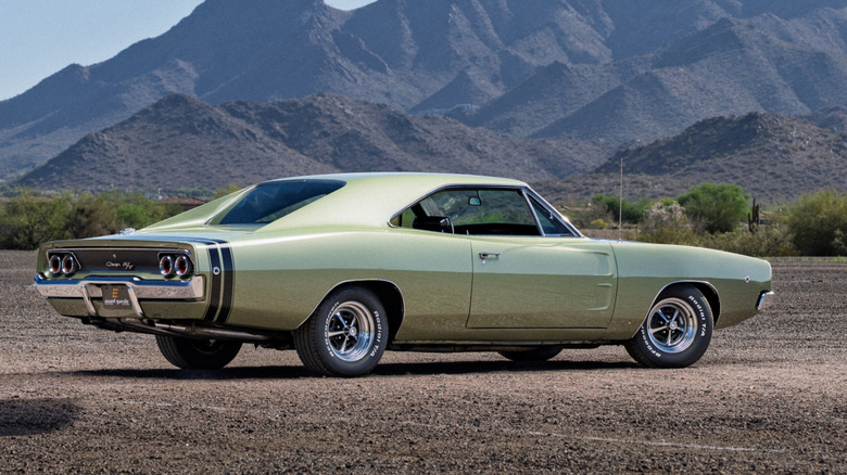 1968 Dodge Charger R/T parked in the desert, right-side view