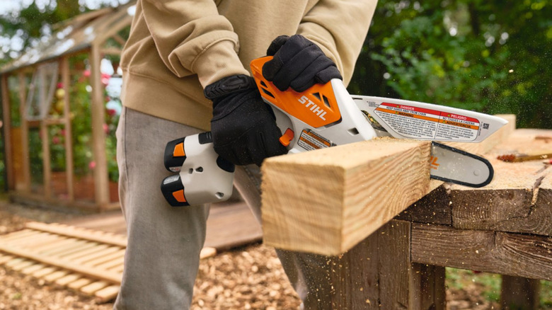 Stihl GTA 30 garden pruner in action