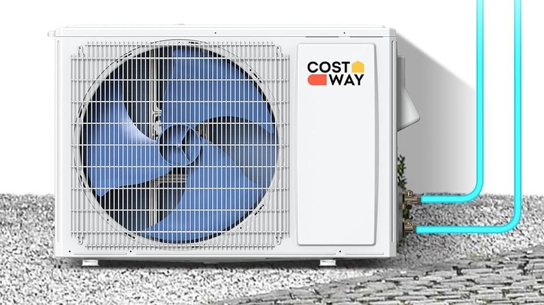 Costway heat pump outside of a building