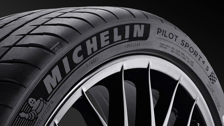 A close up of the Michelin Pilot Sport 4S tire