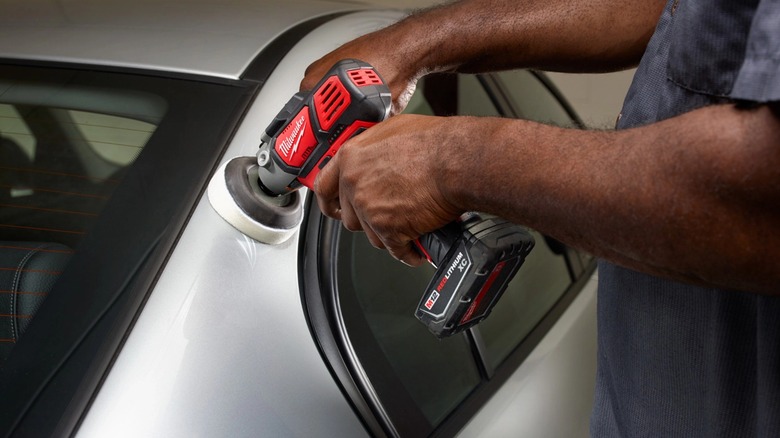 polishing car with M12 polisher/sander