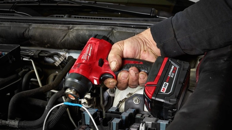 heating wire wrap in car with Milwaukee heat gun