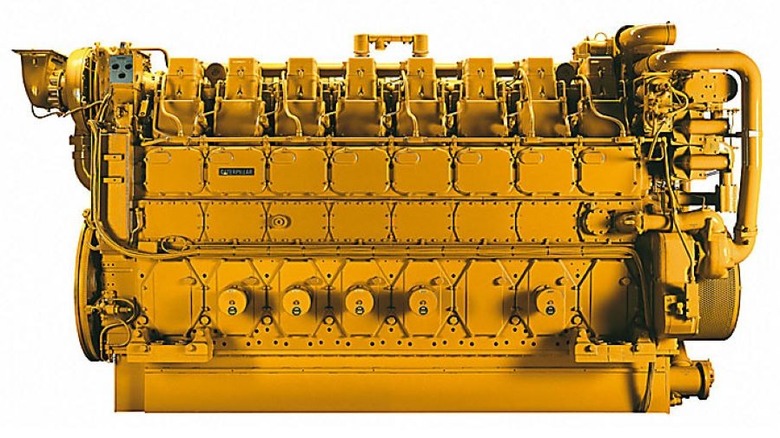 Caterpillar 3616 diesel engine on white background