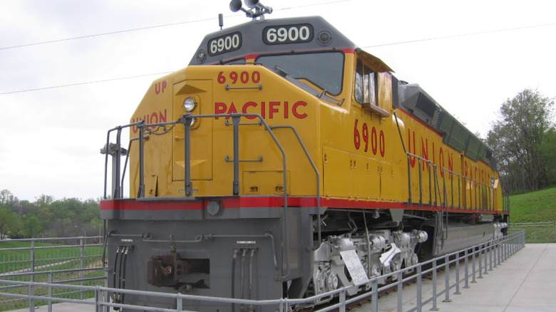 Union Pacific Centennial 6900 locomotive on display in Kenefick Park in Omaha, Nebraska