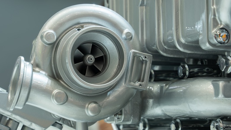 closeup of a turbocharger