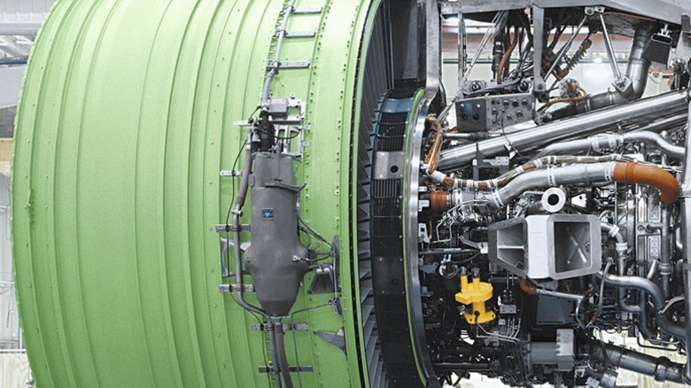 Engine assembly with a light green front