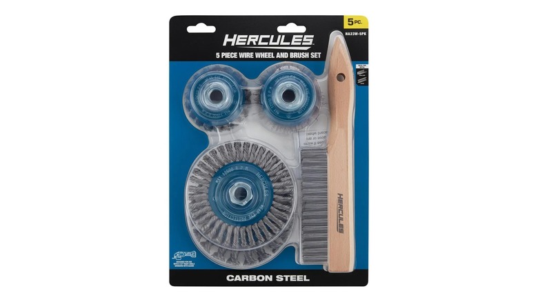 The Hercules Carbon Steel Wire Wheel and Brush Set against a white background