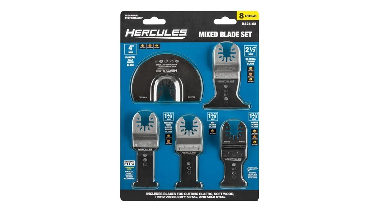 The Hercules 8-piece Mixed Blade Set for Oscillating Multitools against a white background