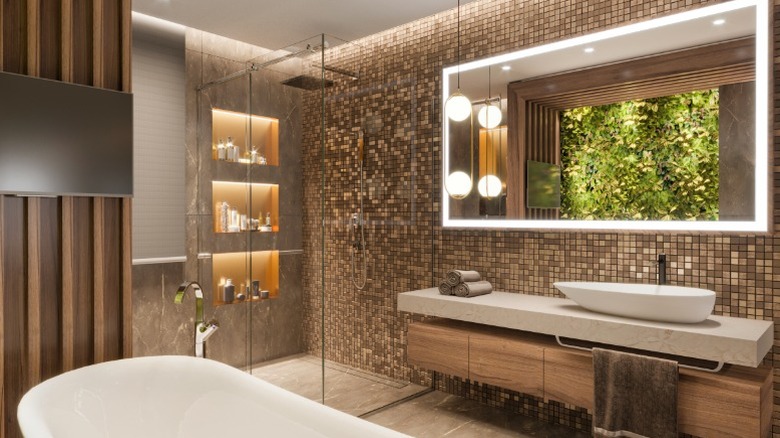 Luxury bathroom with a TV