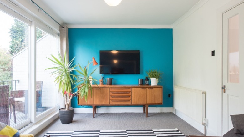 TV in front of a doorwat