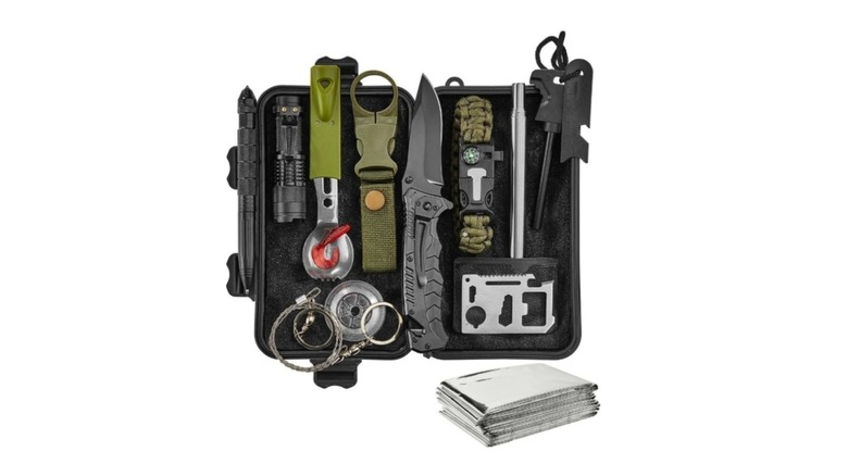 Stock photo of a survival kit with assorted tools