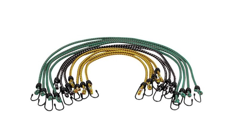 Stock photo of assorted stretch cords with hooks on each end