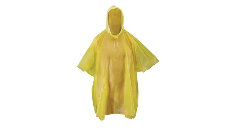 Stock photo of a yellow rain slicker with a hood