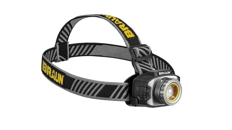 Stock photo of a black headlamp flashlight