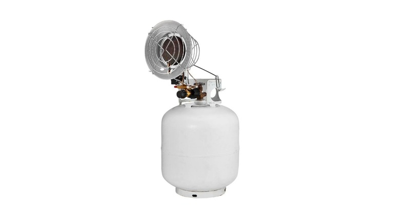 Stock photo of a propane tank with a round heater on top