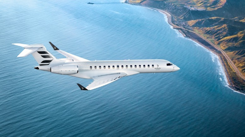 A Bombardier Global 8000 in flight