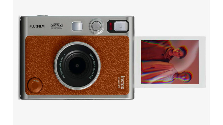 A  Fujifilm Instax Mini EVO with instant photo.