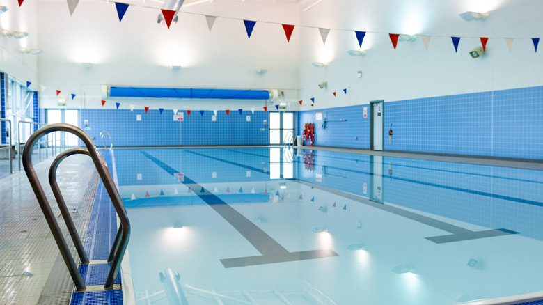 Empty public swimming pool