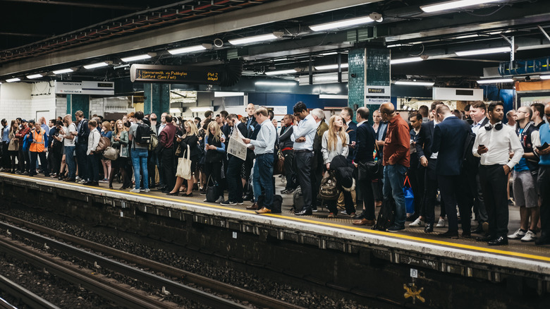 Typical crowded London Underground station