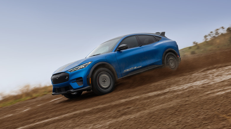 A 2026 Ford Mustang Mach-E Rally off-roading
