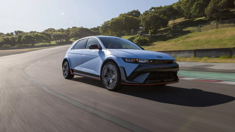 A 2025 Hyundai Ioniq 5 N on track