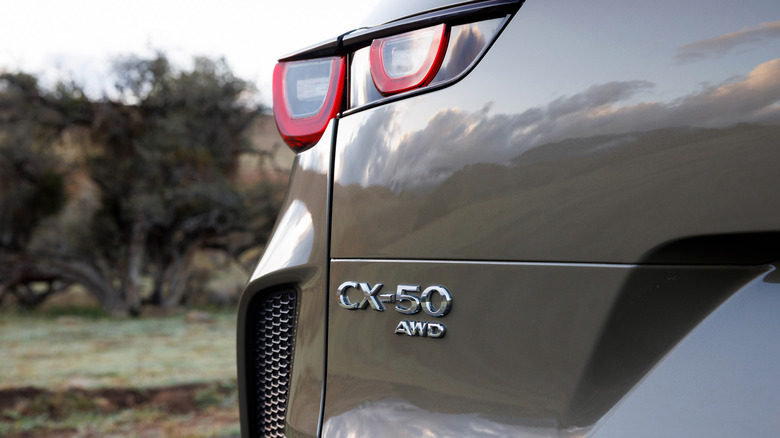 Closeup of the CX-50's badge
