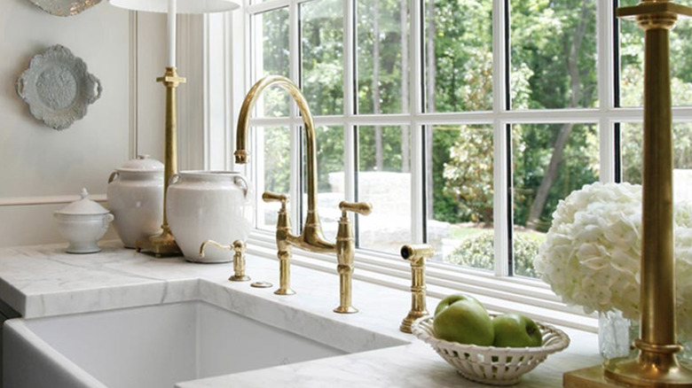 A kitchen sink area made with Construction Resources products