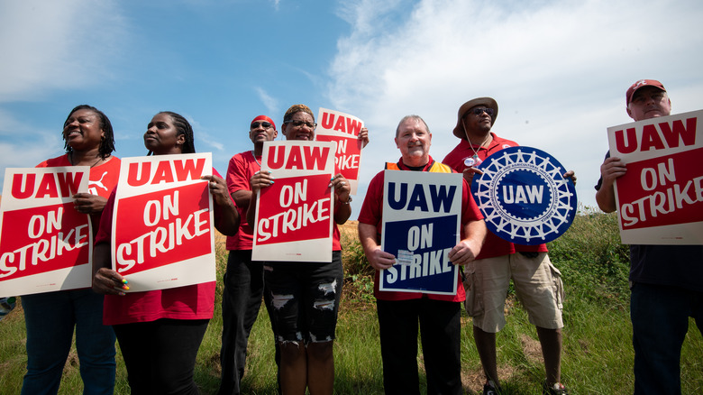 UAW union members on strike