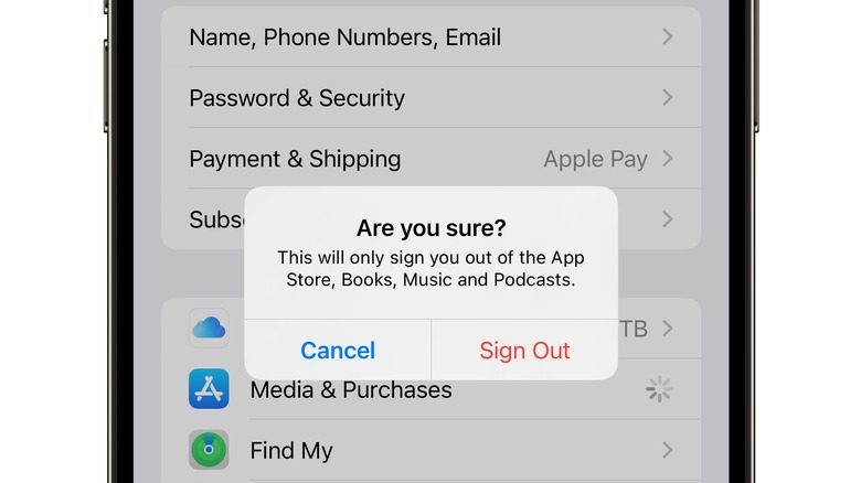 Signing out of App Store on iPhone.