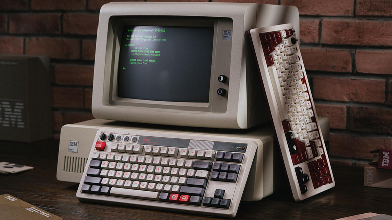 Both versions of the 8BitDo keyboard leaning on CRT