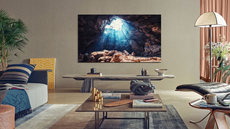 Samsung 8K TV mounted in living room