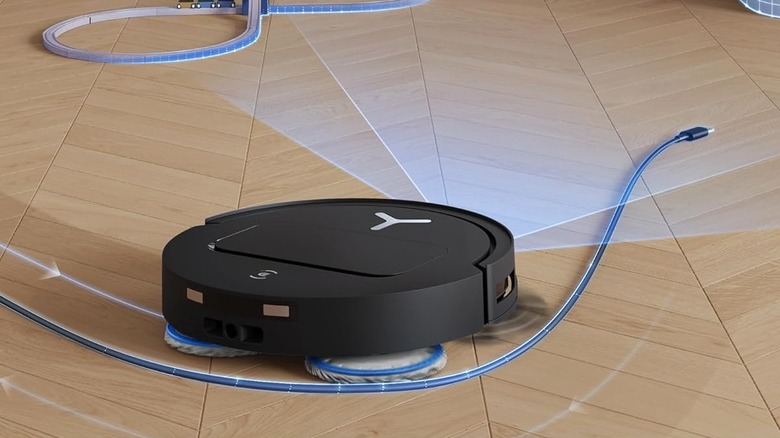 Ecovacs Deebot T50 Pro avoiding a USB-C cable on the floor when cleaning