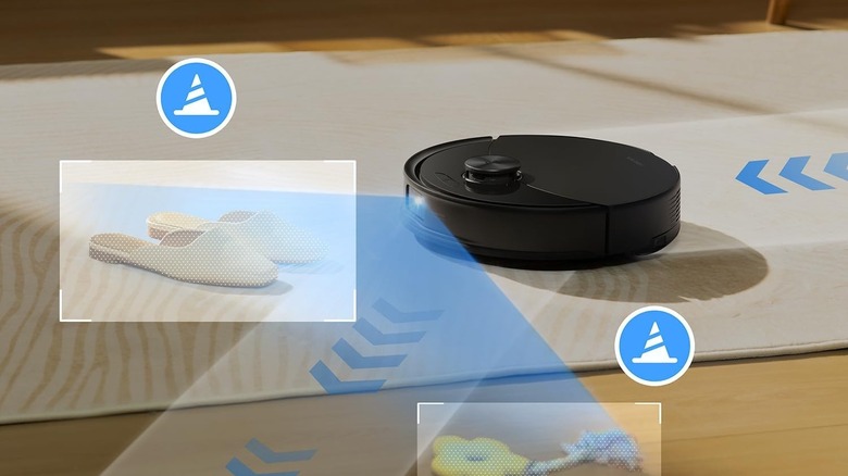 The Roborock Q10 S5+ detecting obstacles on the floor when cleaning