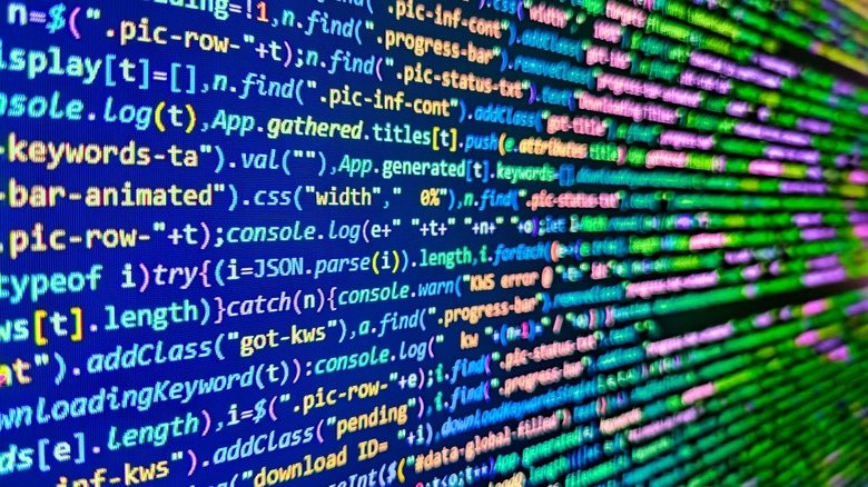 code  on a screen