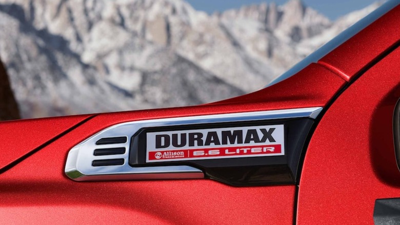 GMC Duramax logo for 6.6 liter diesel engine