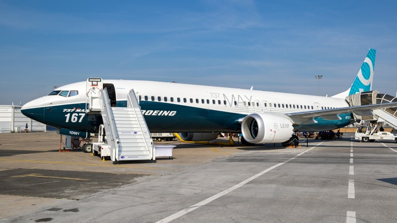 A  Boeing 737 MAX 9 BBJ on the tarmac