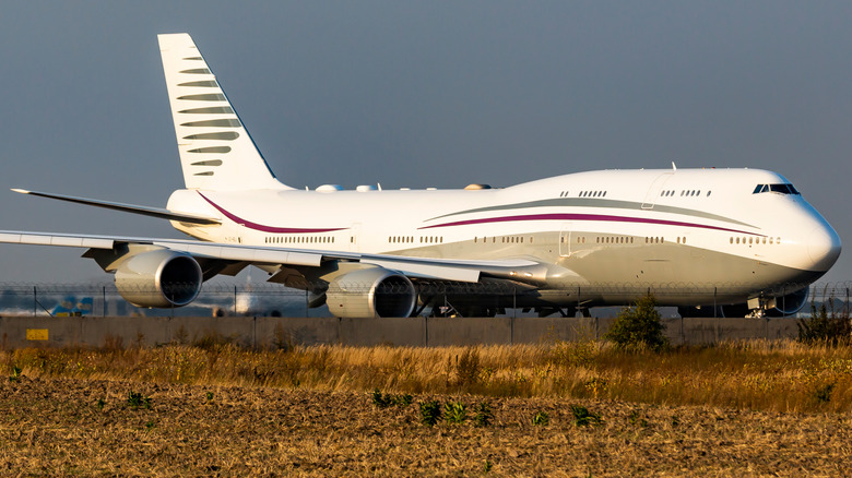 A Boeing 747-8 BBJ on the tarmac