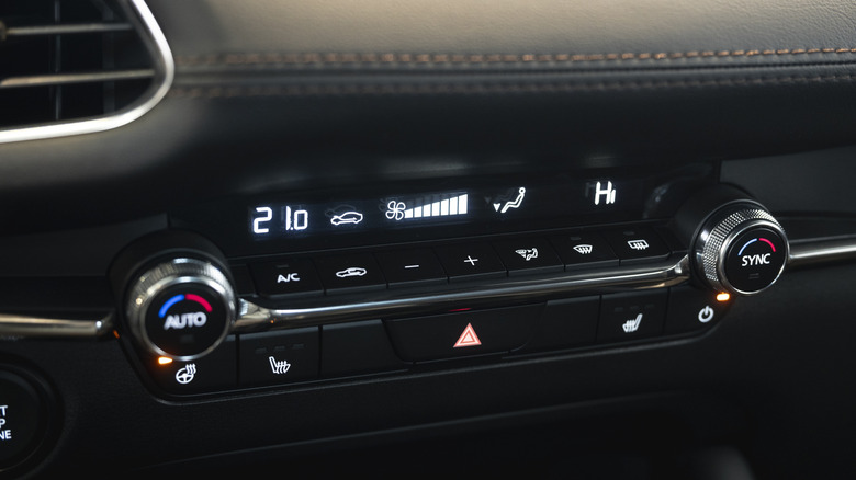 View of Mazda3 interior, closeup of climate controls