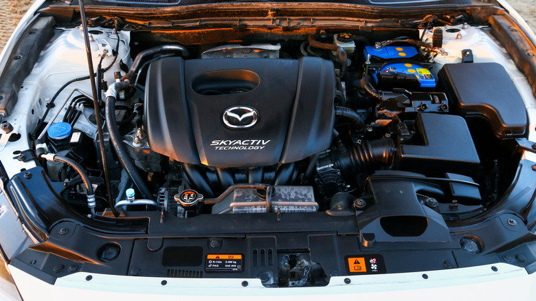 Under the hood view of a Mazda3