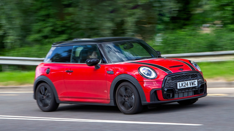 red mini cooper on road