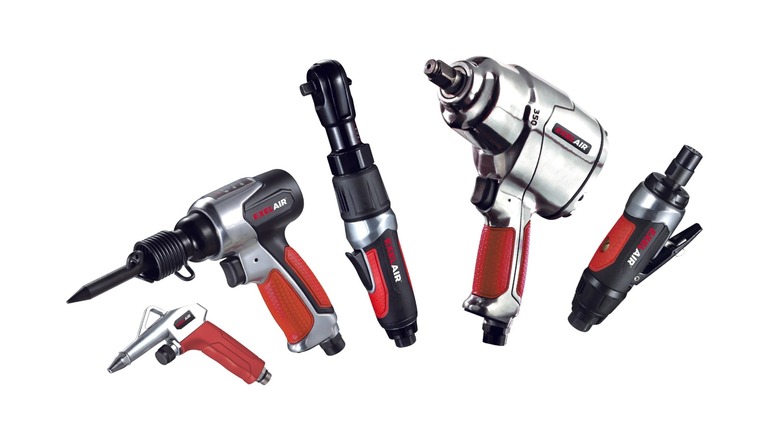 Five air tools on white background