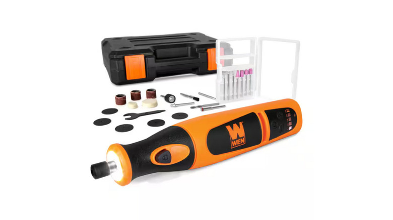 The Wen Variable Speed Cordless Rotary Tool Kit on a white background.