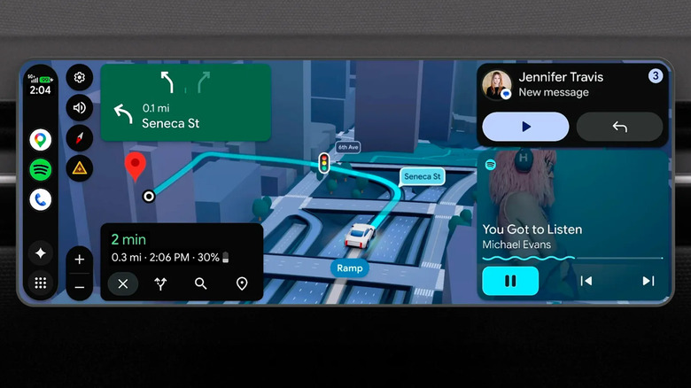 A screenshot of the overhauled Android Auto