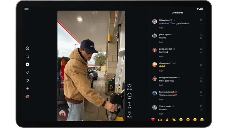A tablet view of an Instagram Reel