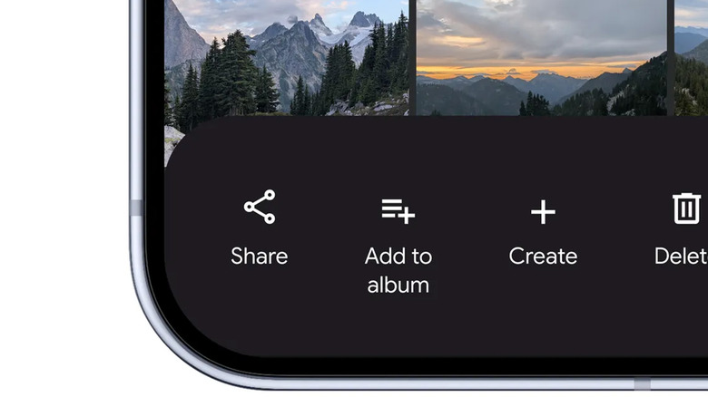 A closeup of the Android share button