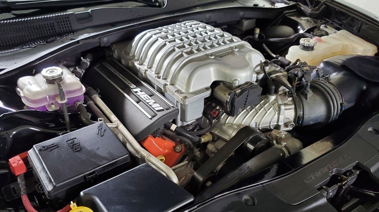 Chrysler 6.2-liter Hellcat V8 in engine bay