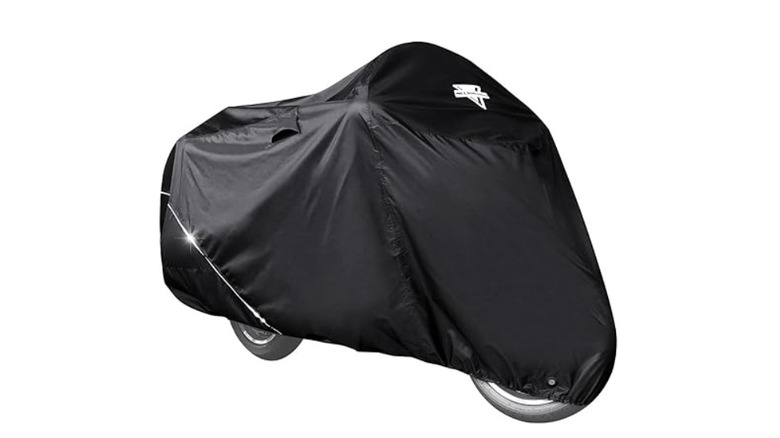 Nelson Rigg Defender motorcycle cover on motorcycle promotional image