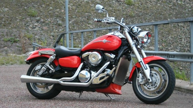 Kawasaki Mean Streak motorcycle parked on bridge