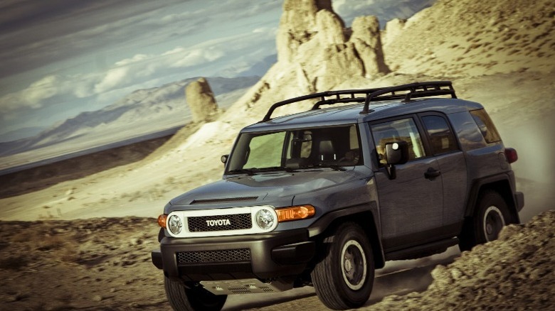 A blue 2014  Toyota FJ Cruiser